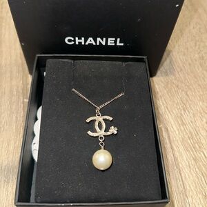 $3 START Sept 26th at 2p PT: CHANEL Pearl CC Drop Necklace Silver